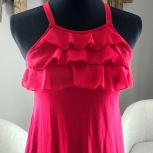 Red noodle-strap tank